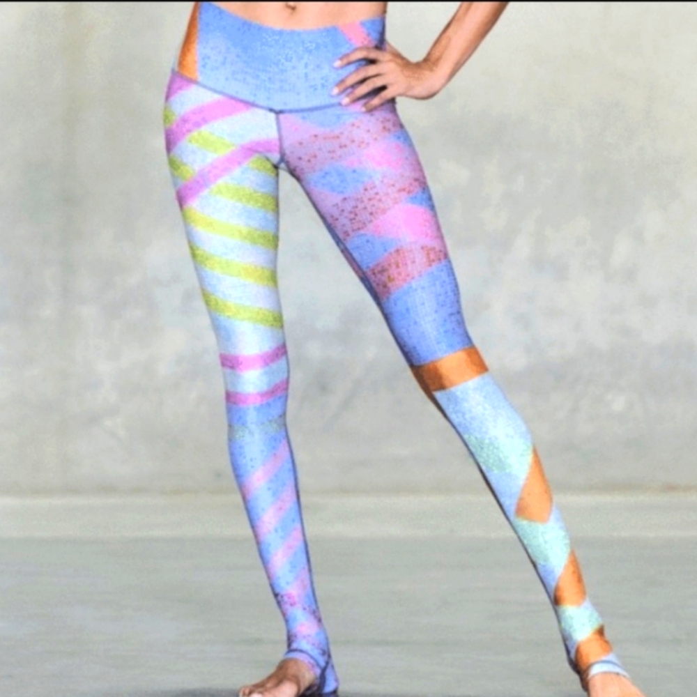 Niyama Sol Endless full length highrise athletic leggings blue pink green orange